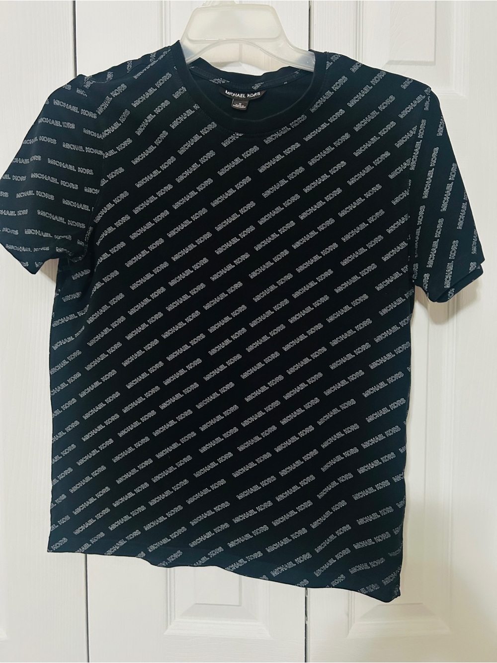 Michael Kors Black Short-Sleeve Logo-Print Crew Tee